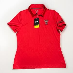 NWT Texas Tech Under Armour Red Baseball Diamond Club Polo Button Up Size: M